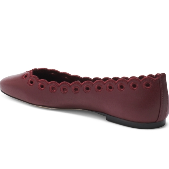 💜🔹️ LARROUDE🔹️ women's meghan broderie flat shoes in Burgundy - Picture 2 of 5